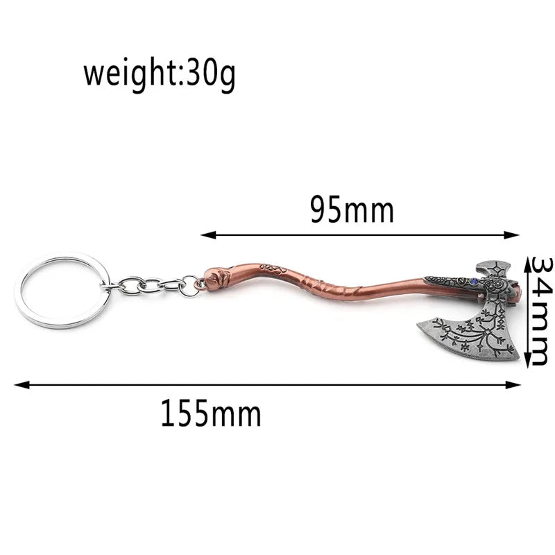 God of War Kratos Axe & Shield Keychain – Car Keyring Pendant for Fans