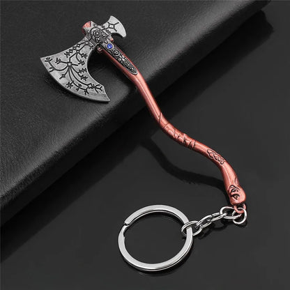 God of War Kratos Axe & Shield Keychain – Car Keyring Pendant for Fans
