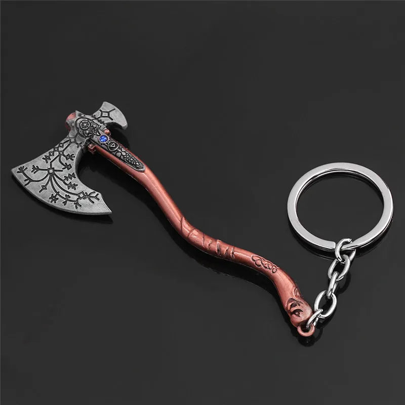 God of War Kratos Axe & Shield Keychain – Car Keyring Pendant for Fans