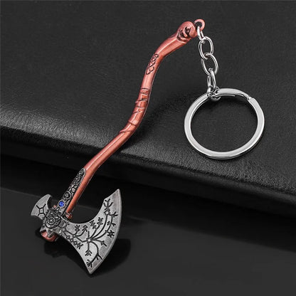 God of War Kratos Axe & Shield Keychain – Car Keyring Pendant for Fans
